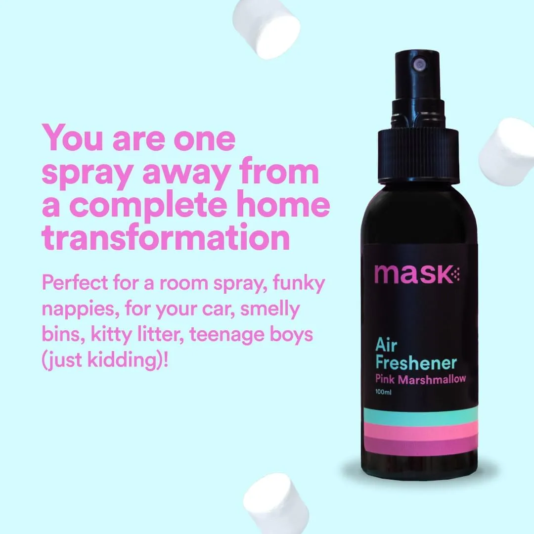 Mask - Air Freshener Spray, Bathroom Deodorizer, Travel Size Air Freshener, Long Lasting, Strong Odor Eliminator, Pet Odor Eliminator, Room Deodorizer, 10.2 Fl Oz, Marshmallow, Pack of 3