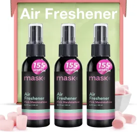 Mask - Air Freshener Spray, Bathroom Deodorizer, Travel Size Air Freshener, Long Lasting, Strong Odor Eliminator, Pet Odor Eliminator, Room Deodorizer, 10.2 Fl Oz, Marshmallow, Pack of 3