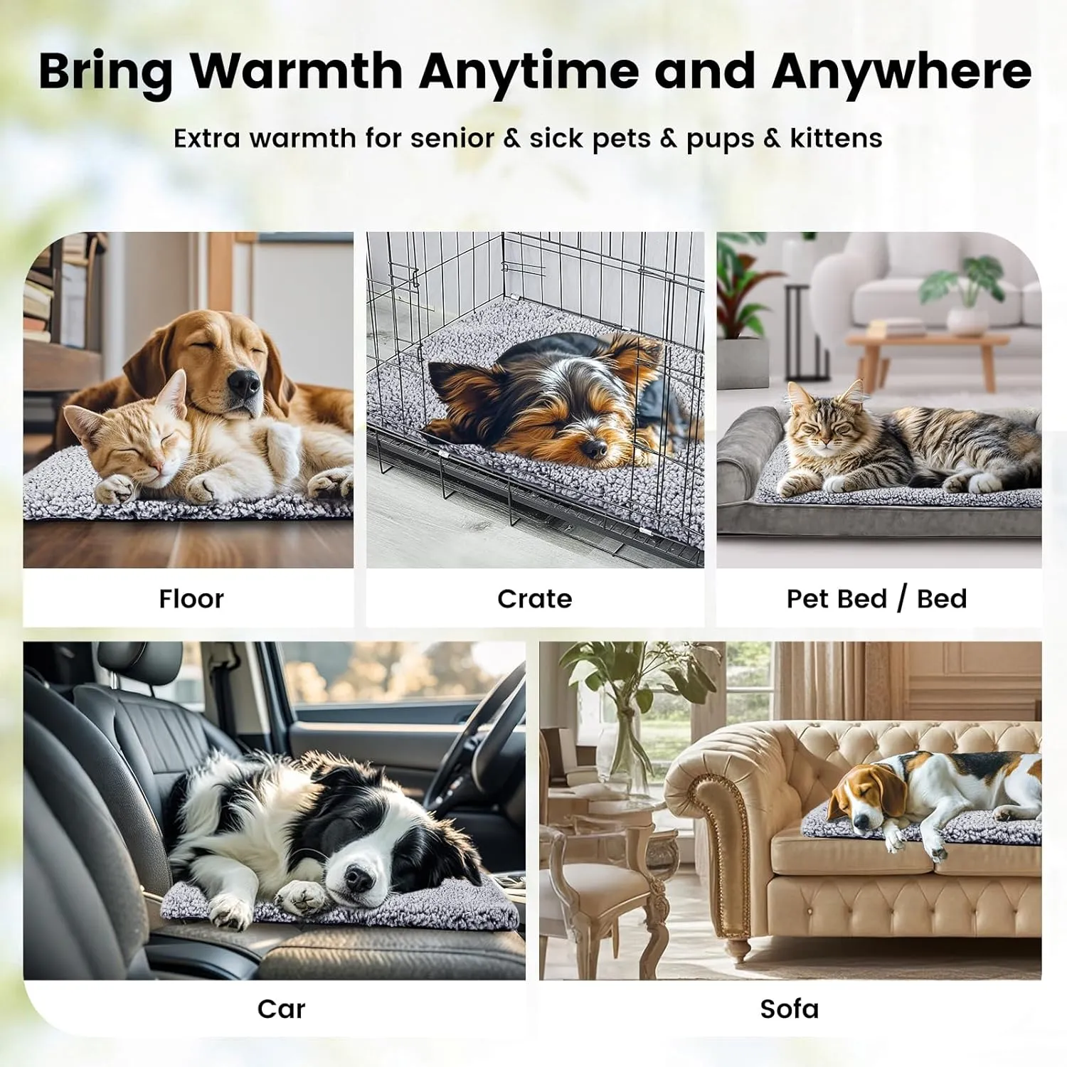 Miguel Cat Bed Self Warming Dog Bed Cat Self Heating Mat for Dog Heating Pad for Dogs House 42 x 28 inch Thermal Dog Crate Pad, Indoor Mat with Removable Washable Cover(Gray,XL)