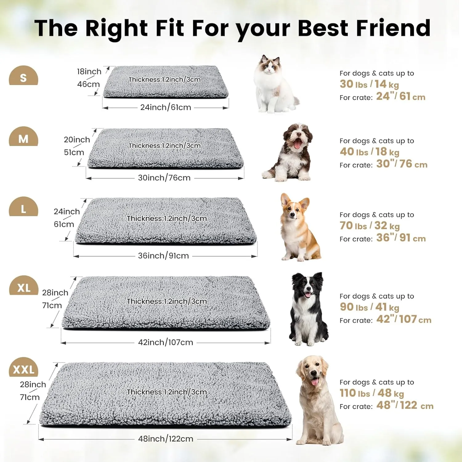 Miguel Cat Bed Self Warming Dog Bed Cat Self Heating Mat for Dog Heating Pad for Dogs House 42 x 28 inch Thermal Dog Crate Pad, Indoor Mat with Removable Washable Cover(Gray,XL)