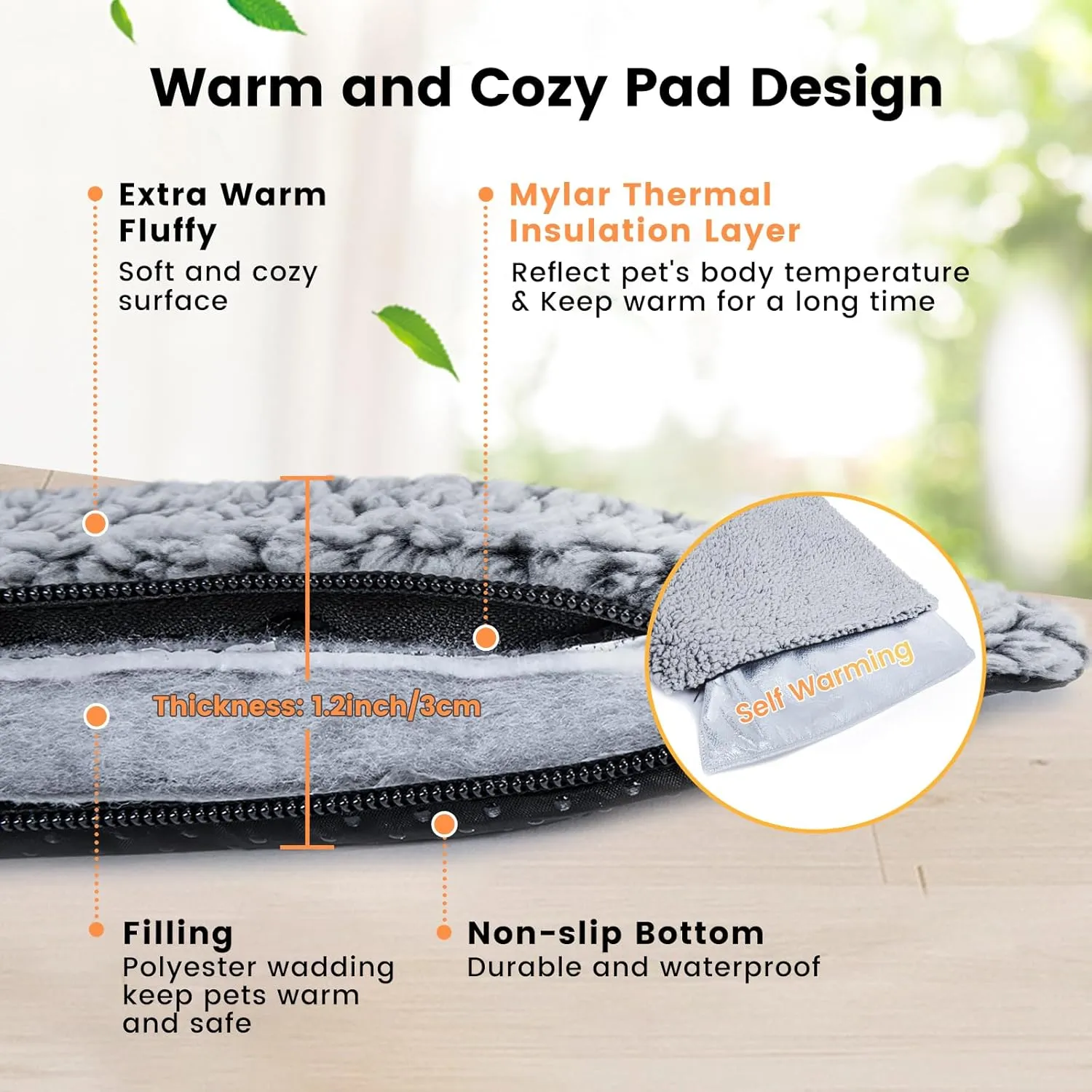 Miguel Cat Bed Self Warming Dog Bed Cat Self Heating Mat for Dog Heating Pad for Dogs House 42 x 28 inch Thermal Dog Crate Pad, Indoor Mat with Removable Washable Cover(Gray,XL)
