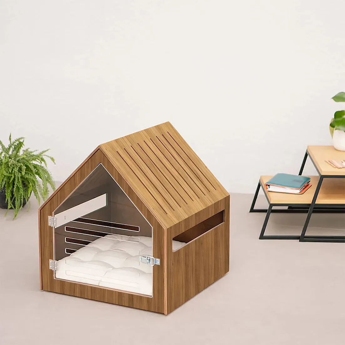 Modern Wooden Cat/Dog House (Brown)