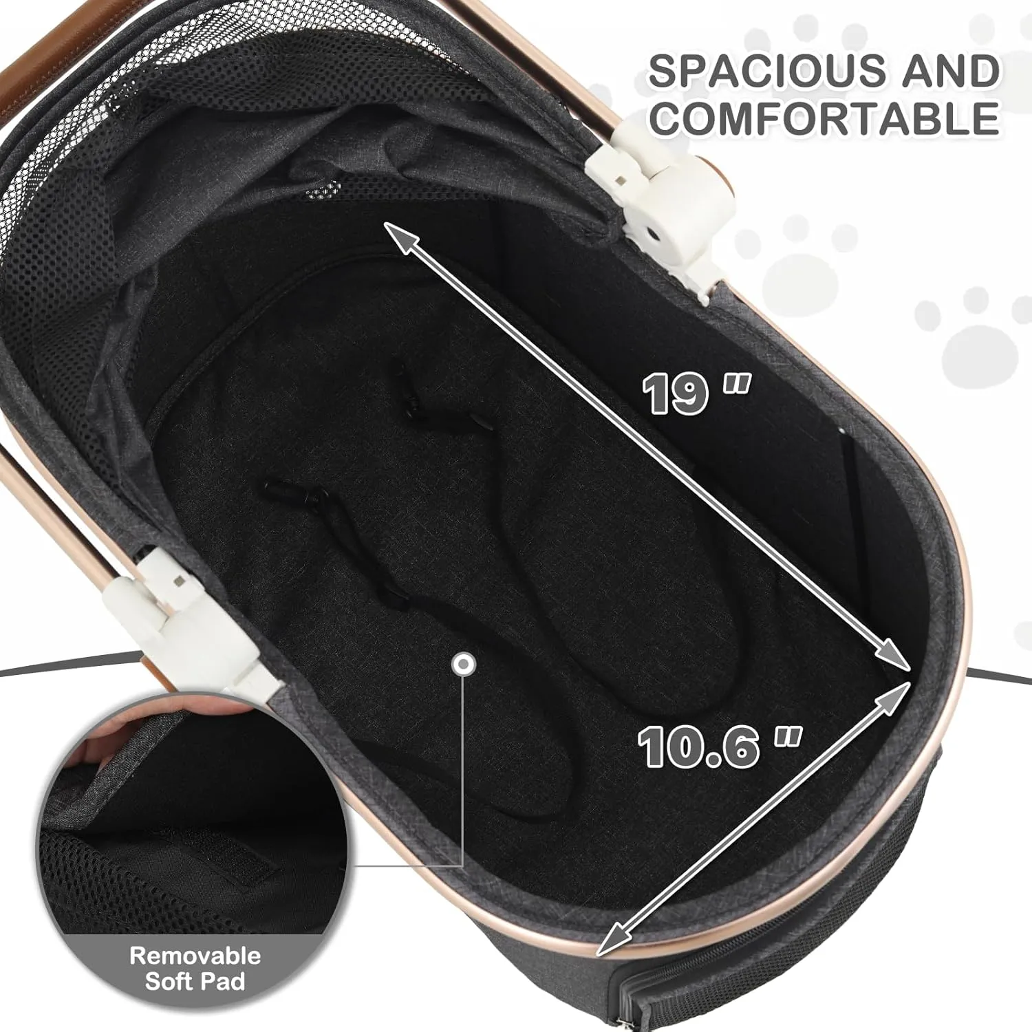 MoNiBloom 3 in 1 Pet Stroller with Adjustable Handle, Jogging Stroller w/Detachable Carrier & Lightweight Aluminum Frame for Dogs Cats, Dark Gray