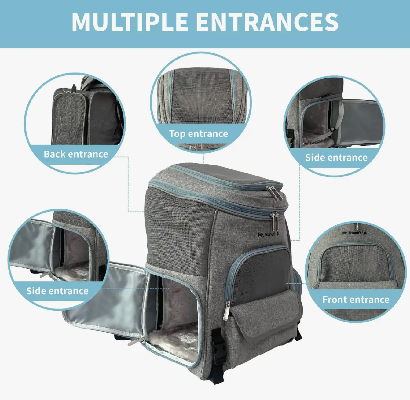MR PEANUTS Tahoe Series Expandable Backpack Pet Carrier