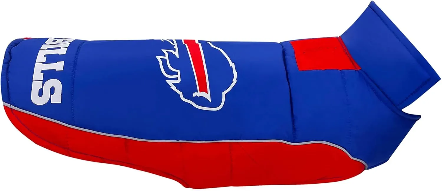 NFL Buffalo Bills Puffer Vest for Dogs & Cats, Size Large. Warm, Cozy, and Waterproof Dog Coat, for Small and Large Dogs/Cats. Best NFL Licensed PET Warming Sports Jacket
