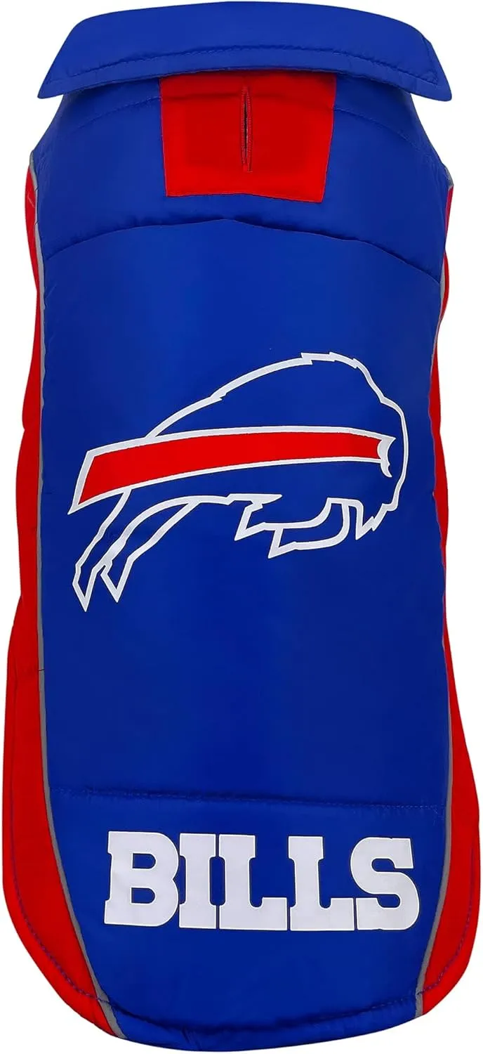 NFL Buffalo Bills Puffer Vest for Dogs & Cats, Size Large. Warm, Cozy, and Waterproof Dog Coat, for Small and Large Dogs/Cats. Best NFL Licensed PET Warming Sports Jacket