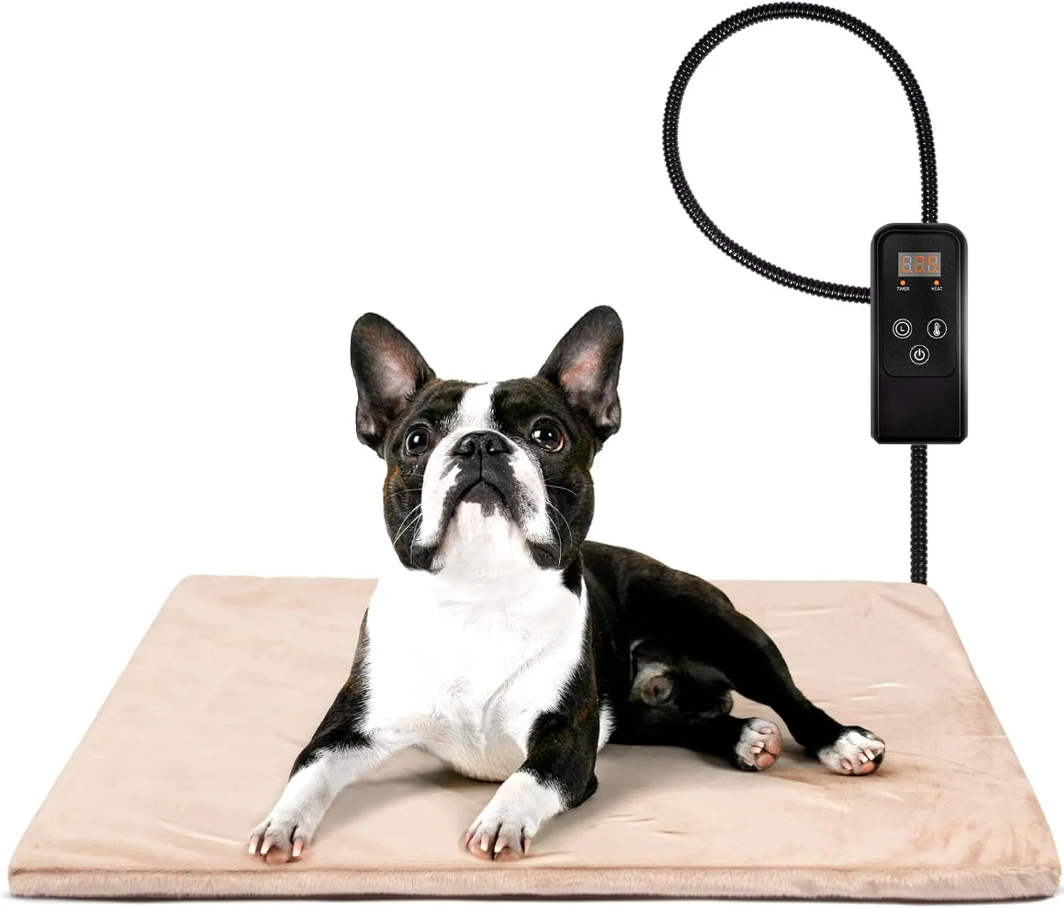 Niubya Pet Heating Pad for Dogs and Cats, Adjustable Temperature and Waterproof Pet Heated Mat with Timer, Electric Heating Pet Bed with Chew Resistant Cord and Soft Washable Cover