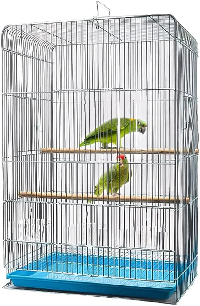 Parakeet Bird Cage, 23.6-inch Wire Birdcage Hanging Bird House with Bird Feeder Waterer and Stand, Bird House Accessories for Budgie Parakeets Finches Canaries Lovebirds Small Parrots Cockatiels