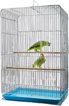 Parakeet Bird Cage, 23.6-inch Wire Birdcage Hanging Bird House with Bird Feeder Waterer and Stand, Bird House Accessories for Budgie Parakeets Finches Canaries Lovebirds Small Parrots Cockatiels