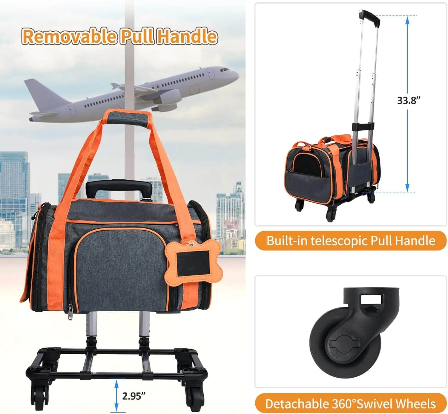 Pet Carrier Airline Approved for Small Dogs & Cats Puppy