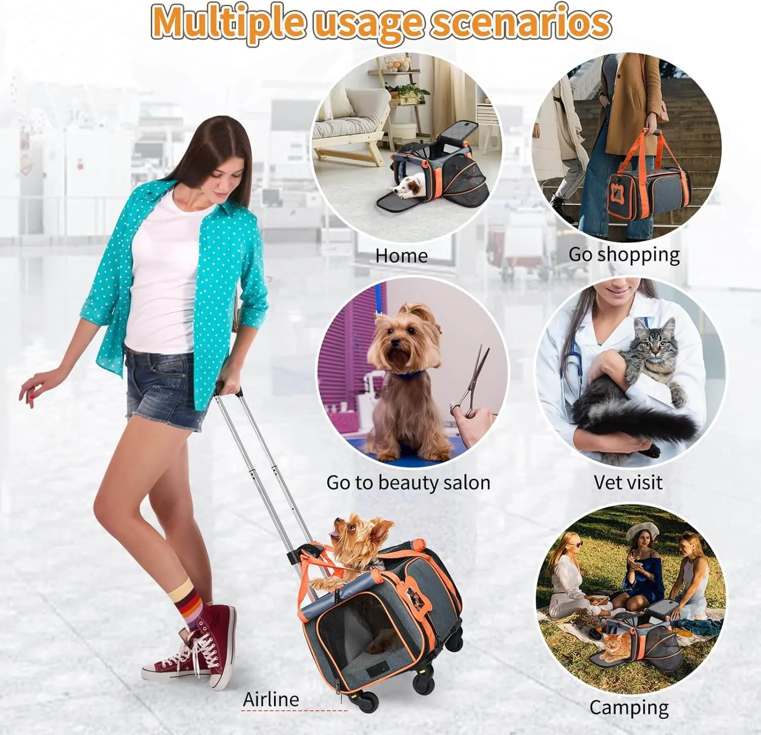 Pet Carrier Airline Approved for Small Dogs & Cats Puppy