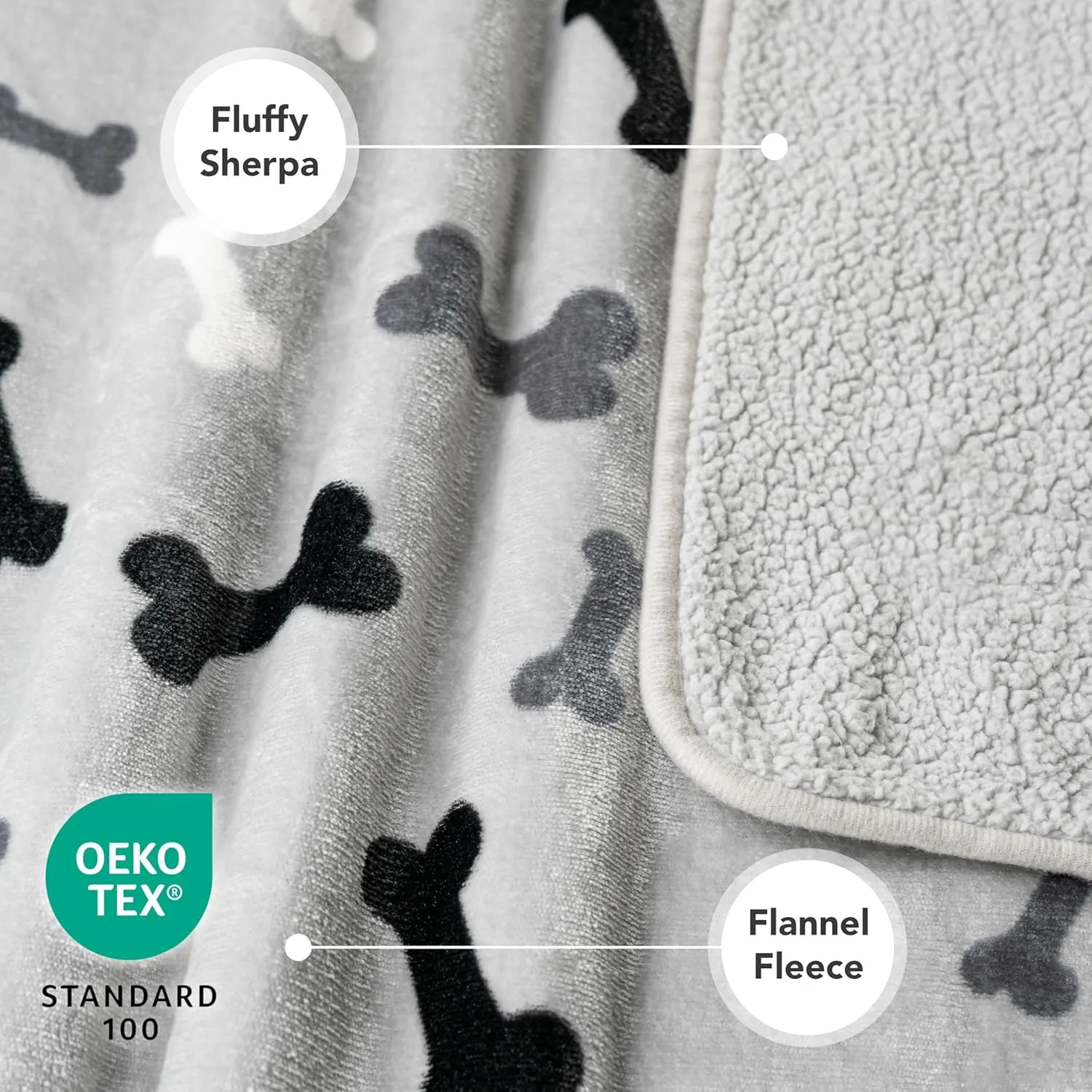 PetAmi Waterproof Dog Blanket for Small Medium Dogs, Pee Proof Pet Blanket for Couch Bed, Reversible Water Proof Blanket for Puppy Indoor Cat, Soft Dog Fleece Blankets Washable, 29x40 Bone Gray