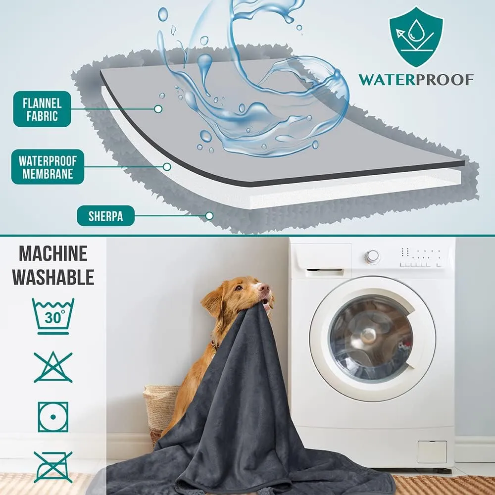 PetAmi Waterproof Dog Blanket for Small Medium Dogs, Pee Proof Pet Blanket for Couch Bed, Reversible Water Proof Blanket for Puppy Indoor Cat, Soft Dog Fleece Blankets Washable, 29x40 Gray