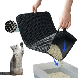 PETKARAY Cat Litter Mat, Litter Box Mat with Hidden Handle, Upgraded Anti-Slip Back Layer, Large Scatter Control and Urine-Proof Litter Trapping Mat for Kitty