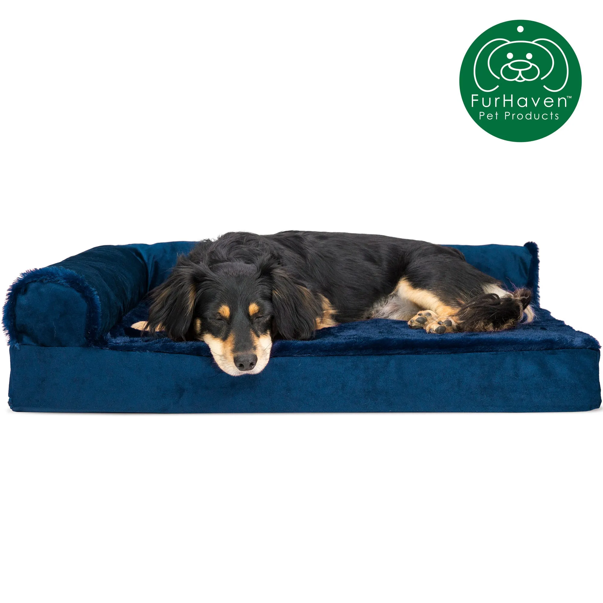 Plush & Velvet L-Shaped Chaise Couch Pet Bed