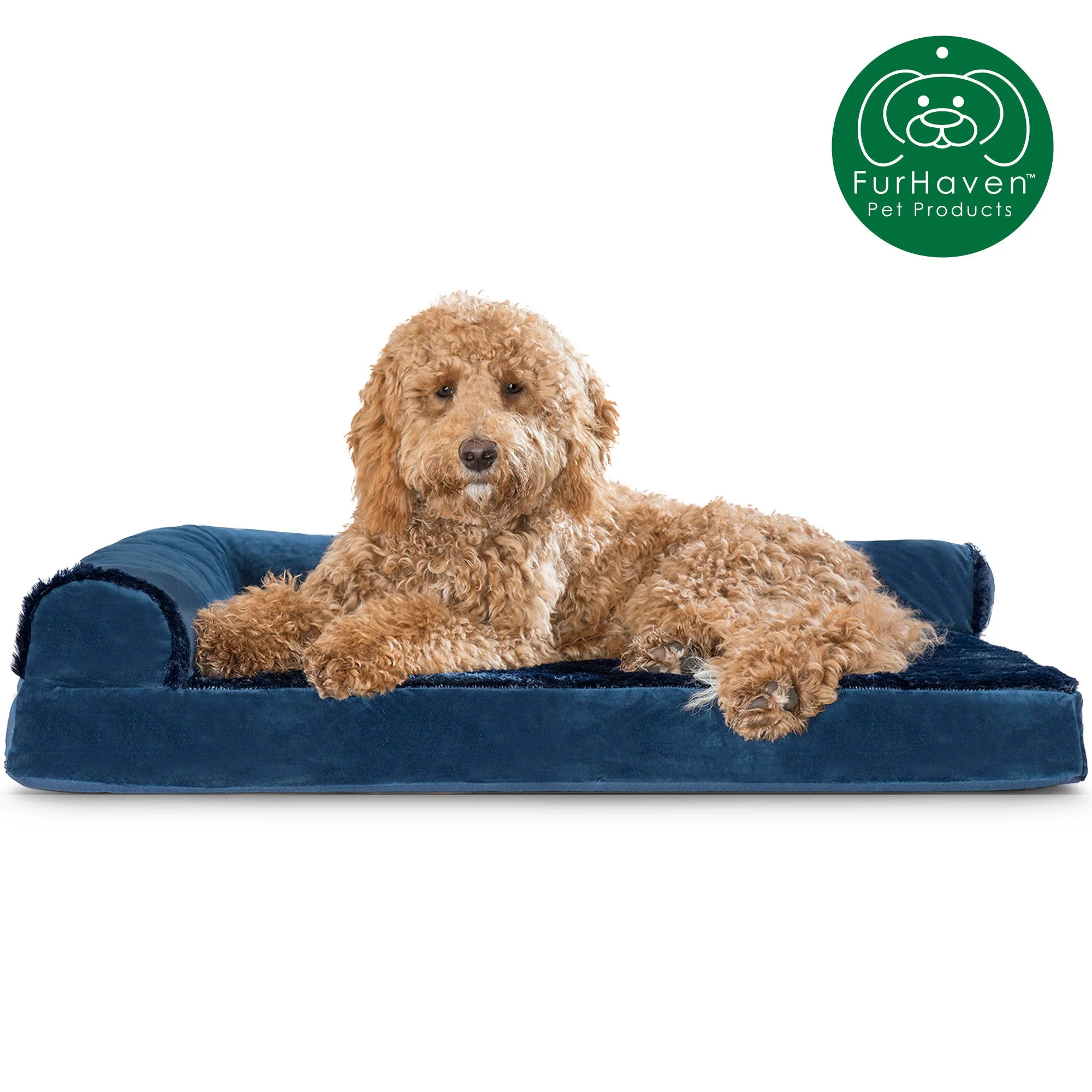 Plush & Velvet L-Shaped Chaise Couch Pet Bed