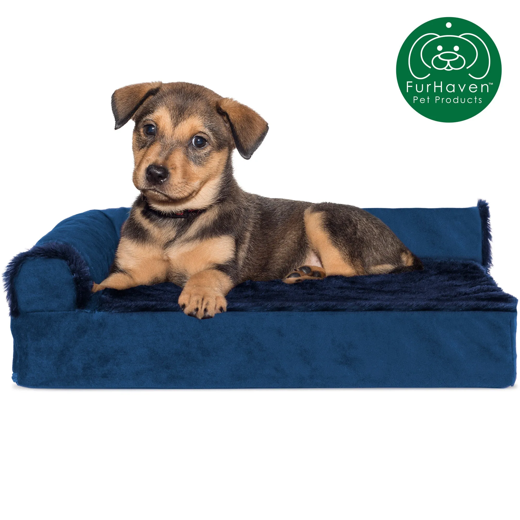 Plush & Velvet L-Shaped Chaise Couch Pet Bed