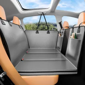 PU Leather Back Seat Extender for Dogs,Waterproof Back Seat Pet Cover for Dogs,Hard Bottom Up to 500Lbs Dog Car Seat Cover,Grey Large Space Dog Hammock for Car,SUV,Small Truck