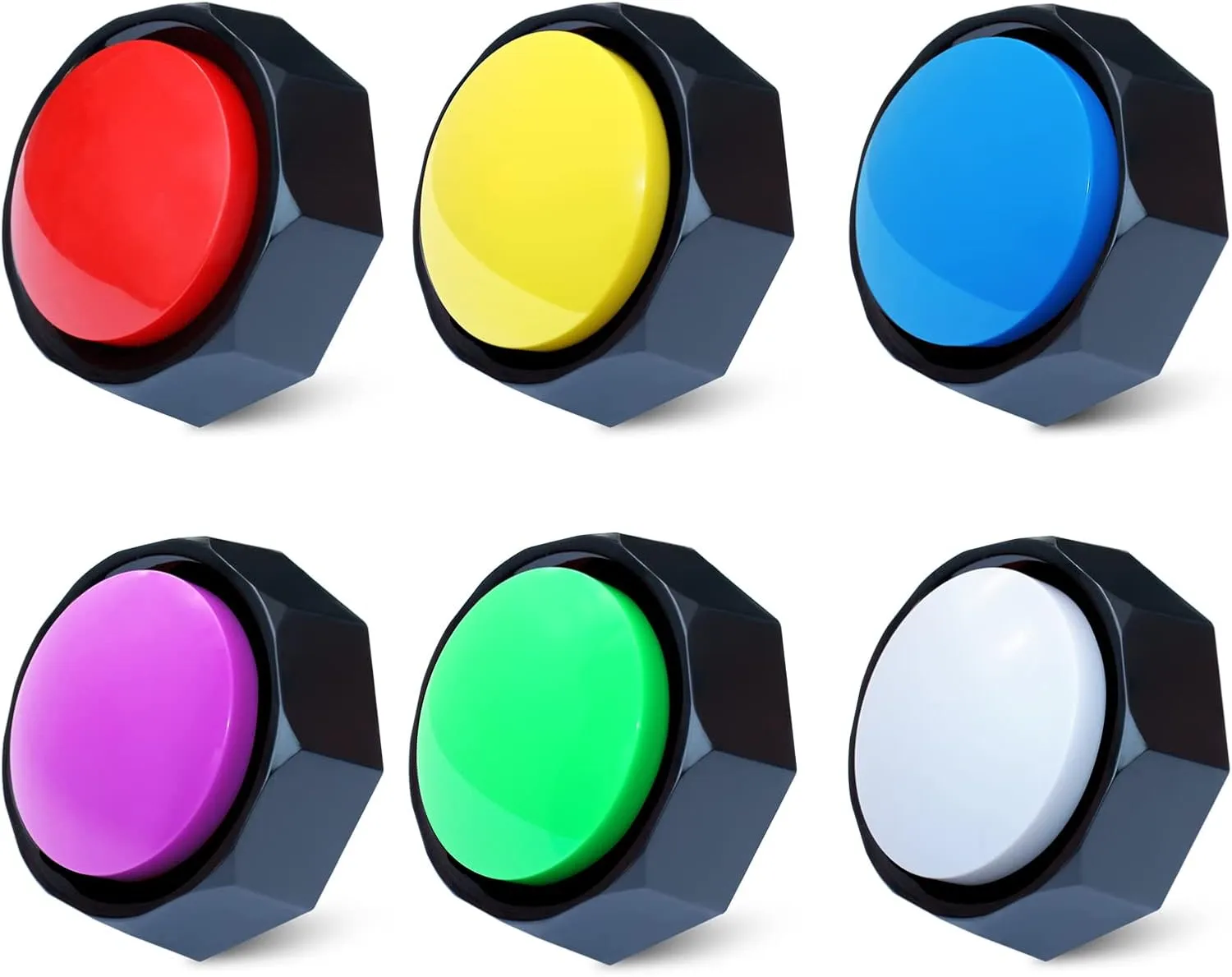 Recordable Buttons, Dog Training and Communication Buttons, Pack of 6, 30 Seconds Recording, 30 Scene Stickers,15 Custom Stickers, Non-Slip Stickers, Sound Quality is Clearly (Batteries Included)