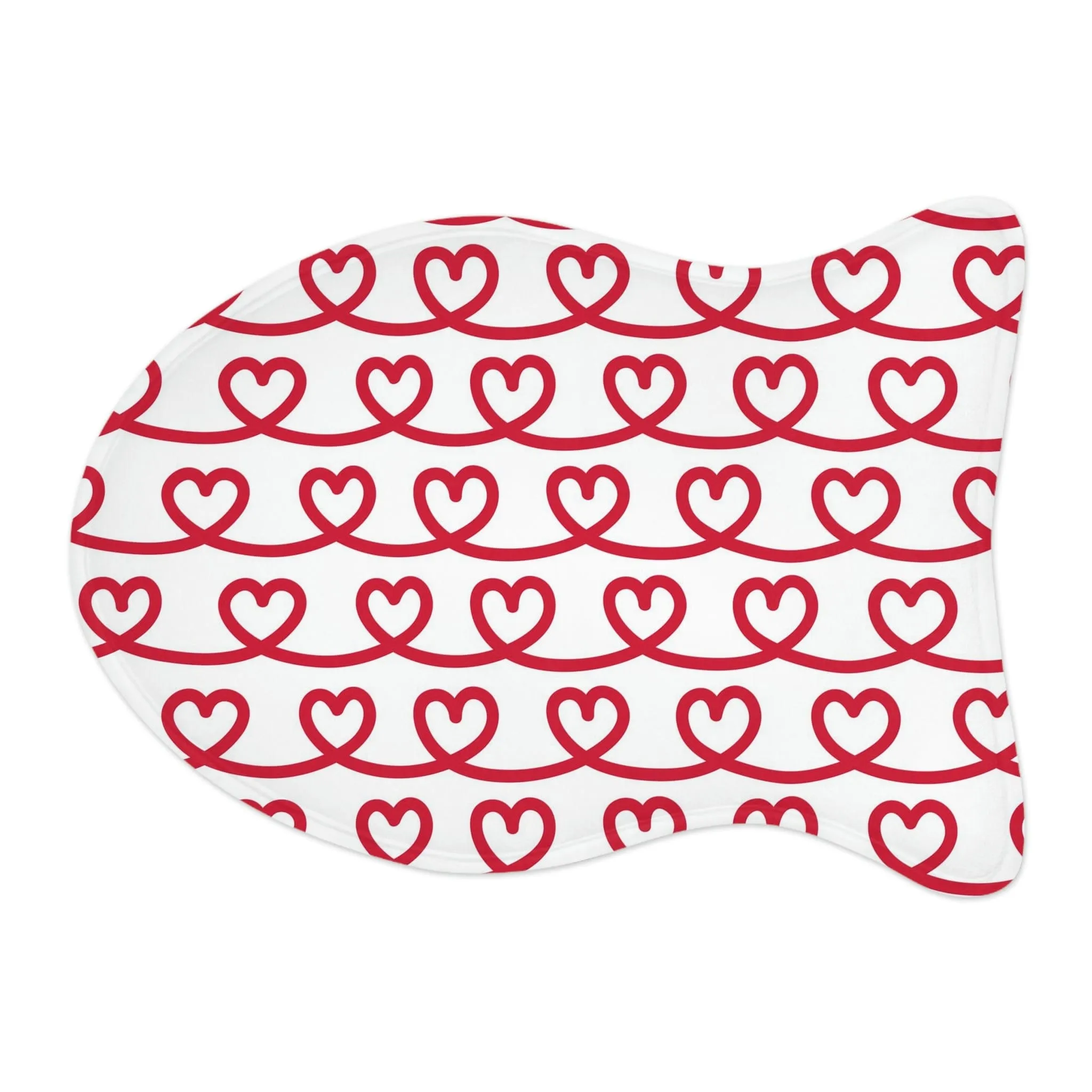 Red Heart Drawing Pet Feeding Mat Fish Shape Dog Placemat Cat Food Mat