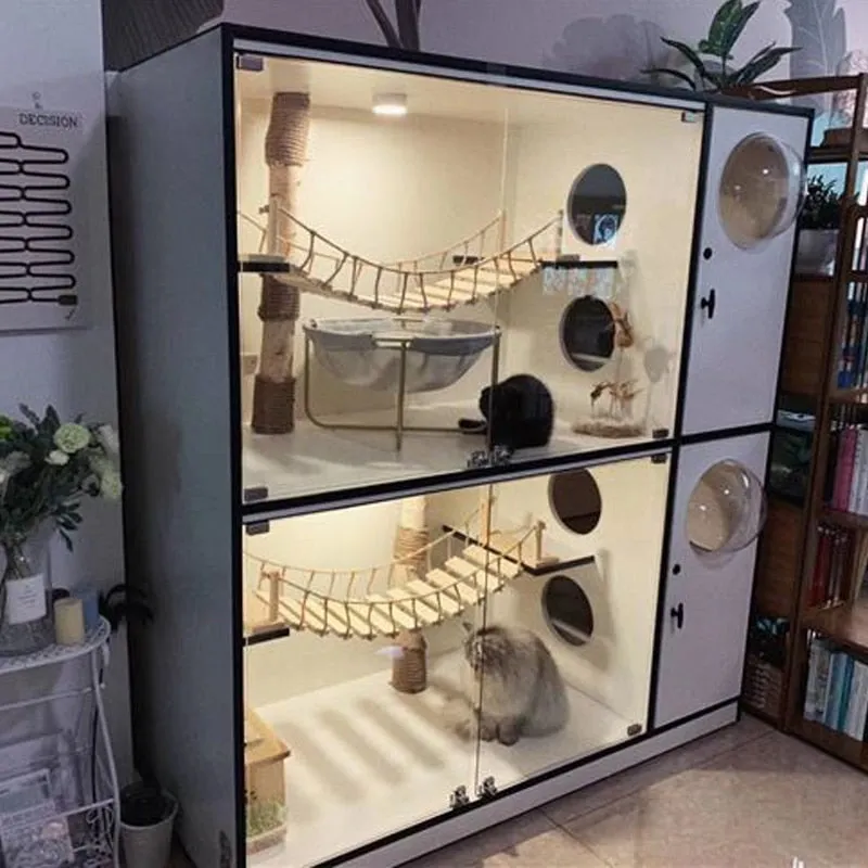 Roped Cat Bridge Climbing Frame Wall Mounted Wood Cat Tree House