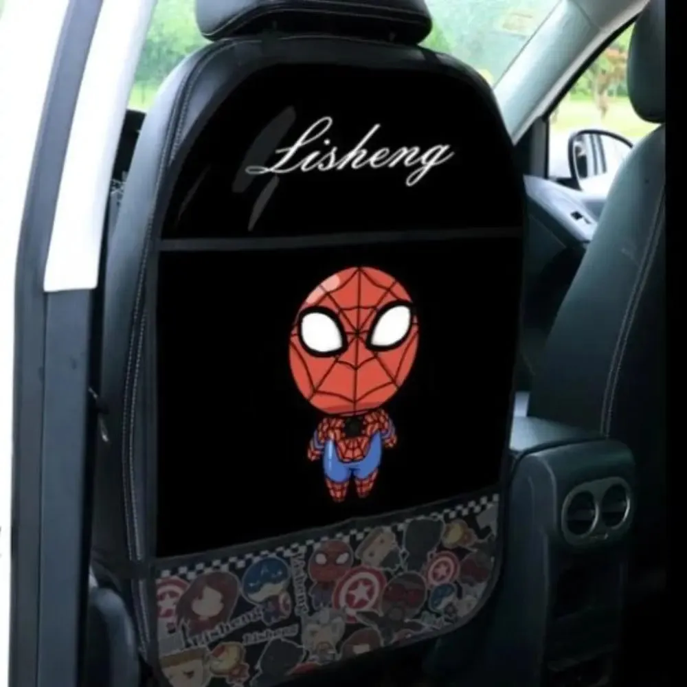 Seat Protector Mat Backseat Child Kick Guard Premium PU Material Spider Man