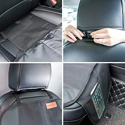 Smart Elf Car Seat Protector, 2Pack Seat Protector Protect Child Seats with Thickest Padding and Non Slip Backing Mesh Pockets for Baby and Pet