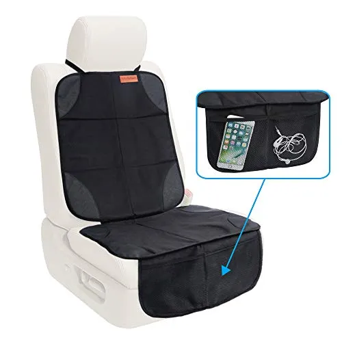 Smart Elf Car Seat Protector, 2Pack Seat Protector Protect Child Seats with Thickest Padding and Non Slip Backing Mesh Pockets for Baby and Pet