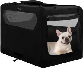 Soft Collapsible Dog Crate for Large Dogs - 30 Inch Foldable Soft Dog Kennel with Durable Mesh Windows, Indoor & Outdoor Portable Travel Dog Crate, Black, 30x21x21 Inches