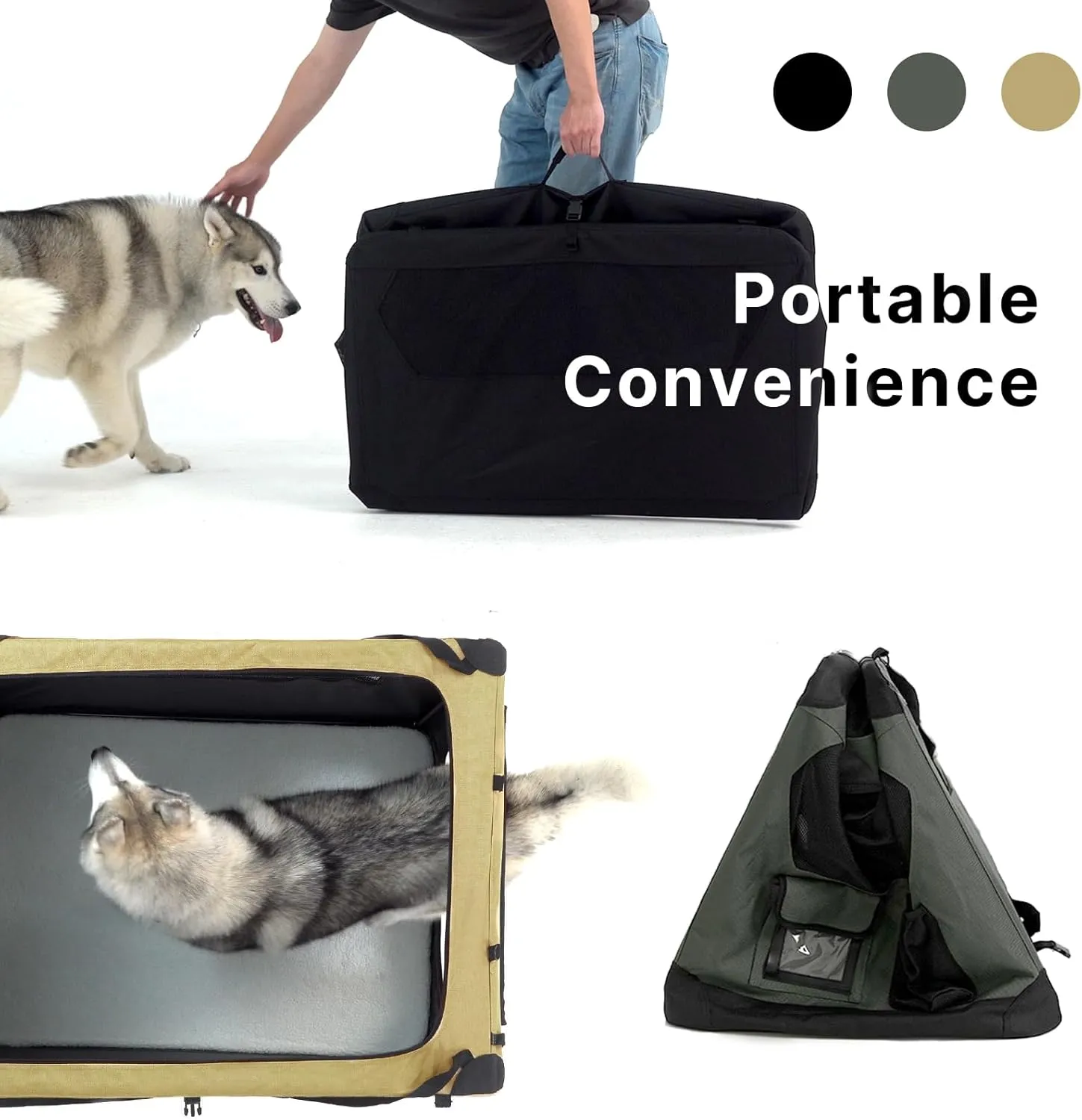 Soft Collapsible Dog Crate for Large Dogs - 30 Inch Foldable Soft Dog Kennel with Durable Mesh Windows, Indoor & Outdoor Portable Travel Dog Crate, Black, 30x21x21 Inches