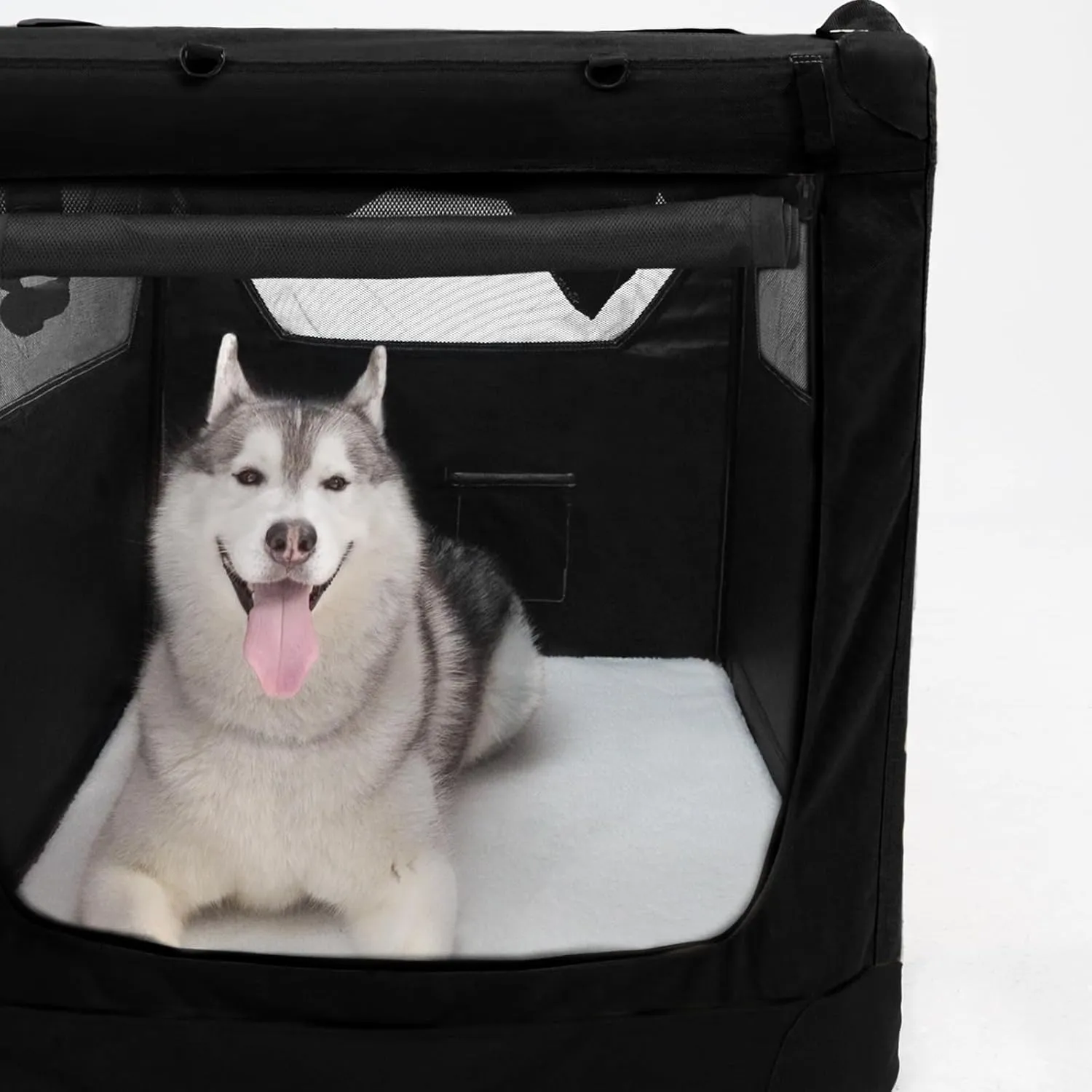 Soft Collapsible Dog Crate for Large Dogs - 30 Inch Foldable Soft Dog Kennel with Durable Mesh Windows, Indoor & Outdoor Portable Travel Dog Crate, Black, 30x21x21 Inches