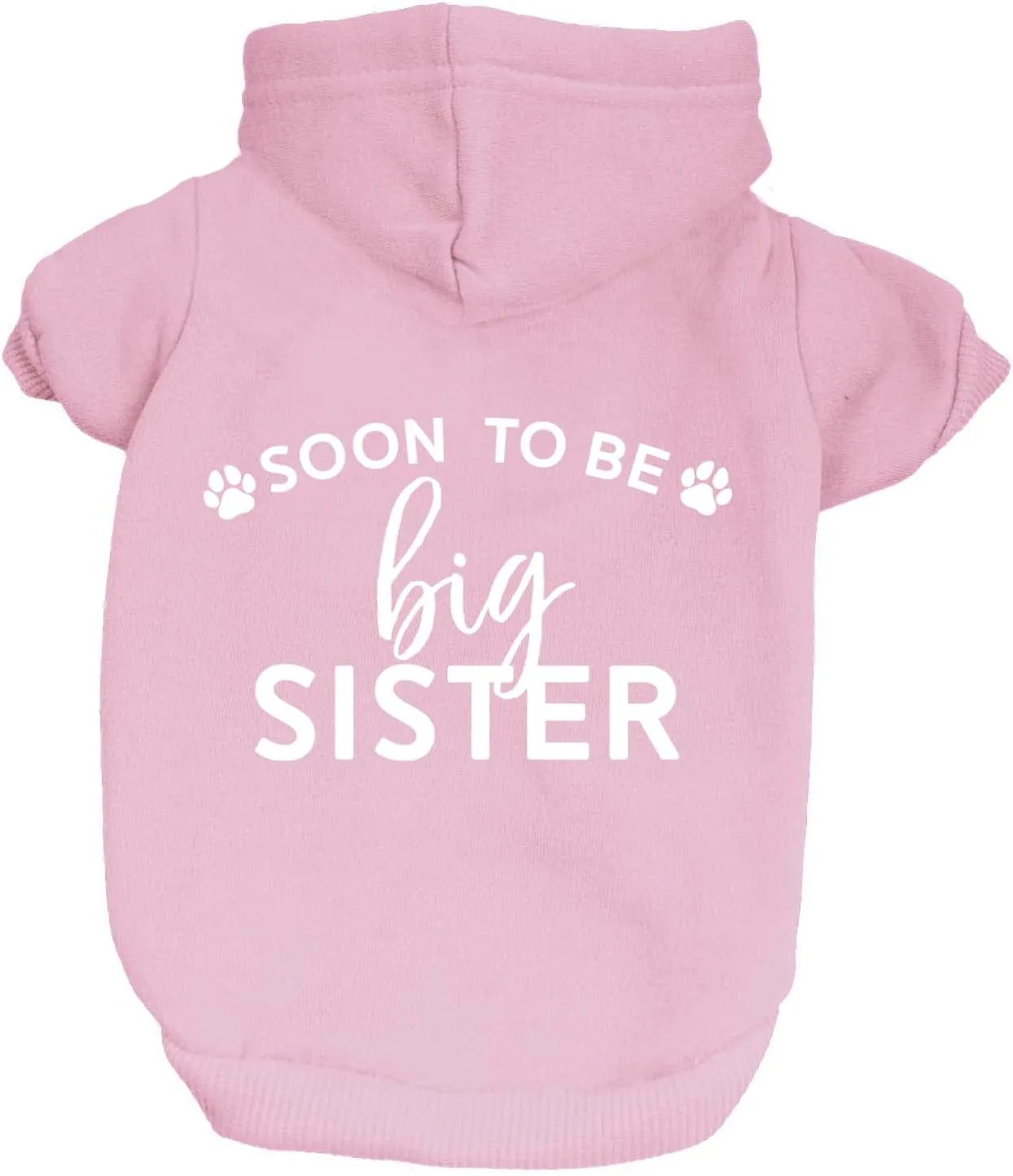 Soon to Be Big Sister Dog Hoodie Fleece Lined Pullover Sweatshirt with Leash Hole (Baby Pink, Small 56)