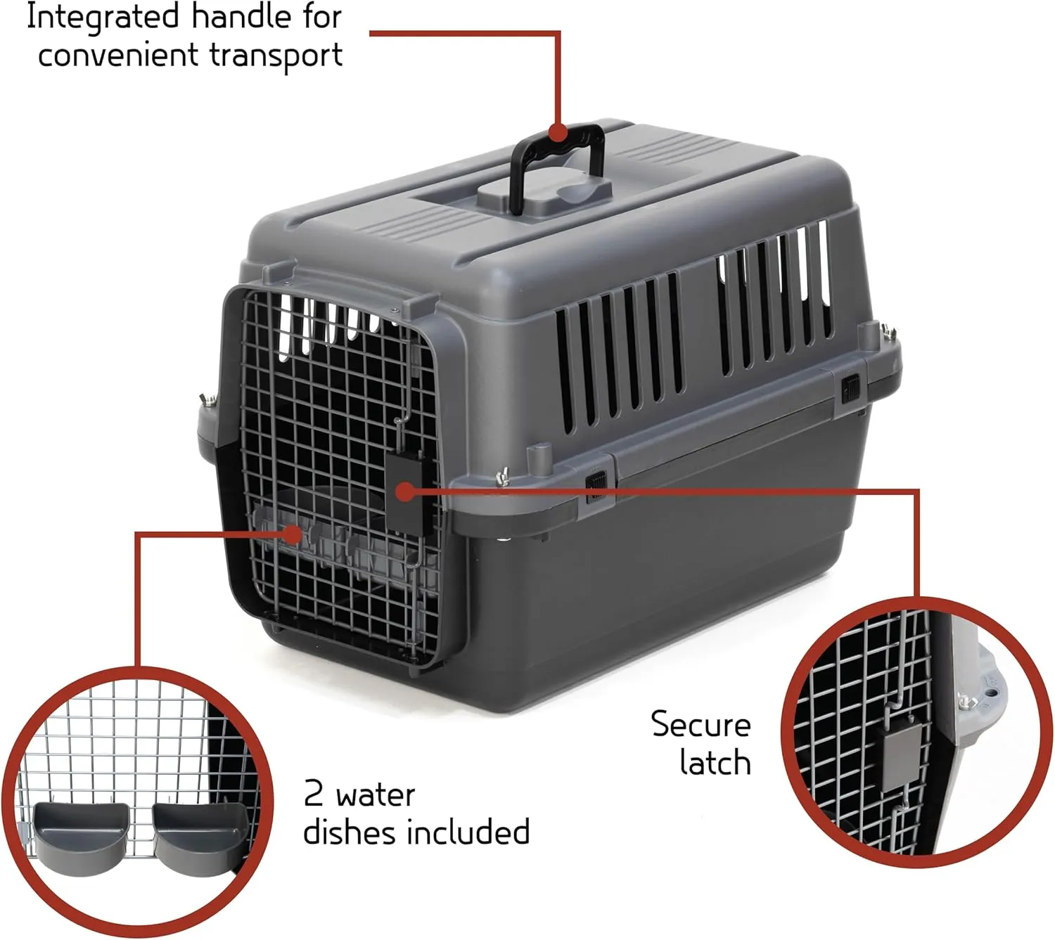 SportPet Designs Plastic Airline Approved Kennels Wire Door Travel Dog Crate, Small (No Wheels)