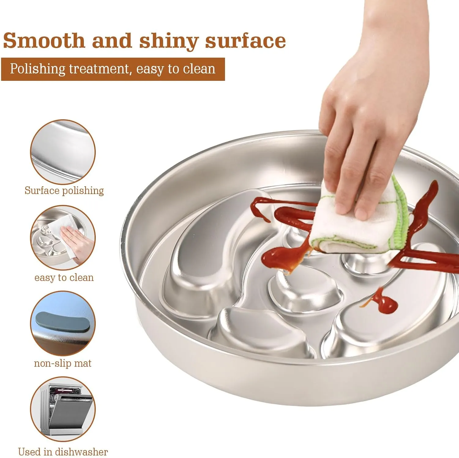 Stainless Steel Slow Feeder Dog Bowls  Non-Slip Metal Dog Bowl for Large & Medium Breeds, Puppy Puzzle Feeder  2 Cup Capacity for Small to Big Pets  Durable Slow Feed Dog & Cat Food Dish