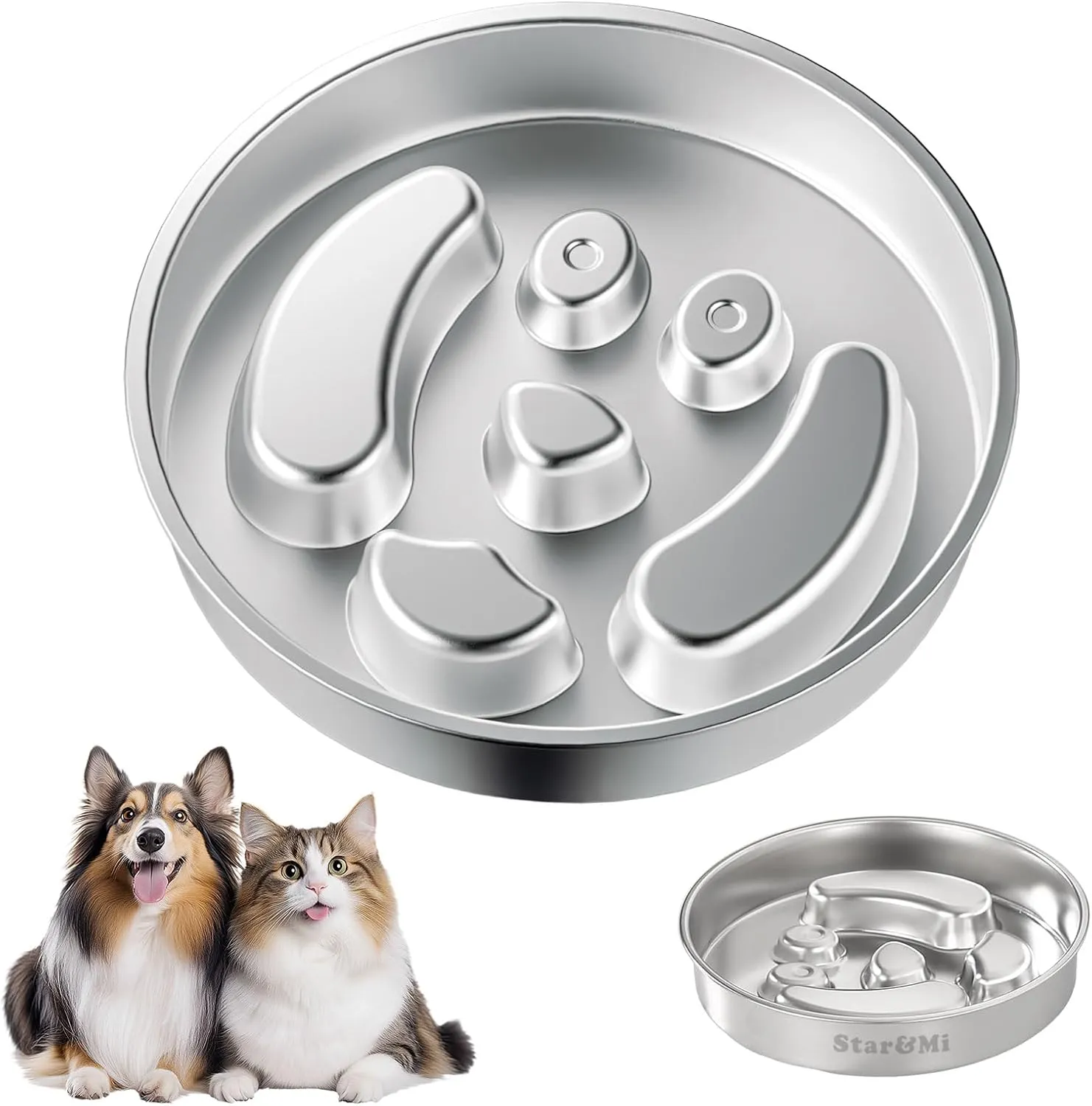 Stainless Steel Slow Feeder Dog Bowls  Non-Slip Metal Dog Bowl for Large & Medium Breeds, Puppy Puzzle Feeder  2 Cup Capacity for Small to Big Pets  Durable Slow Feed Dog & Cat Food Dish