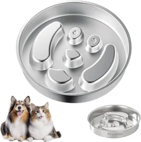 Stainless Steel Slow Feeder Dog Bowls  Non-Slip Metal Dog Bowl for Large & Medium Breeds, Puppy Puzzle Feeder  2 Cup Capacity for Small to Big Pets  Durable Slow Feed Dog & Cat Food Dish