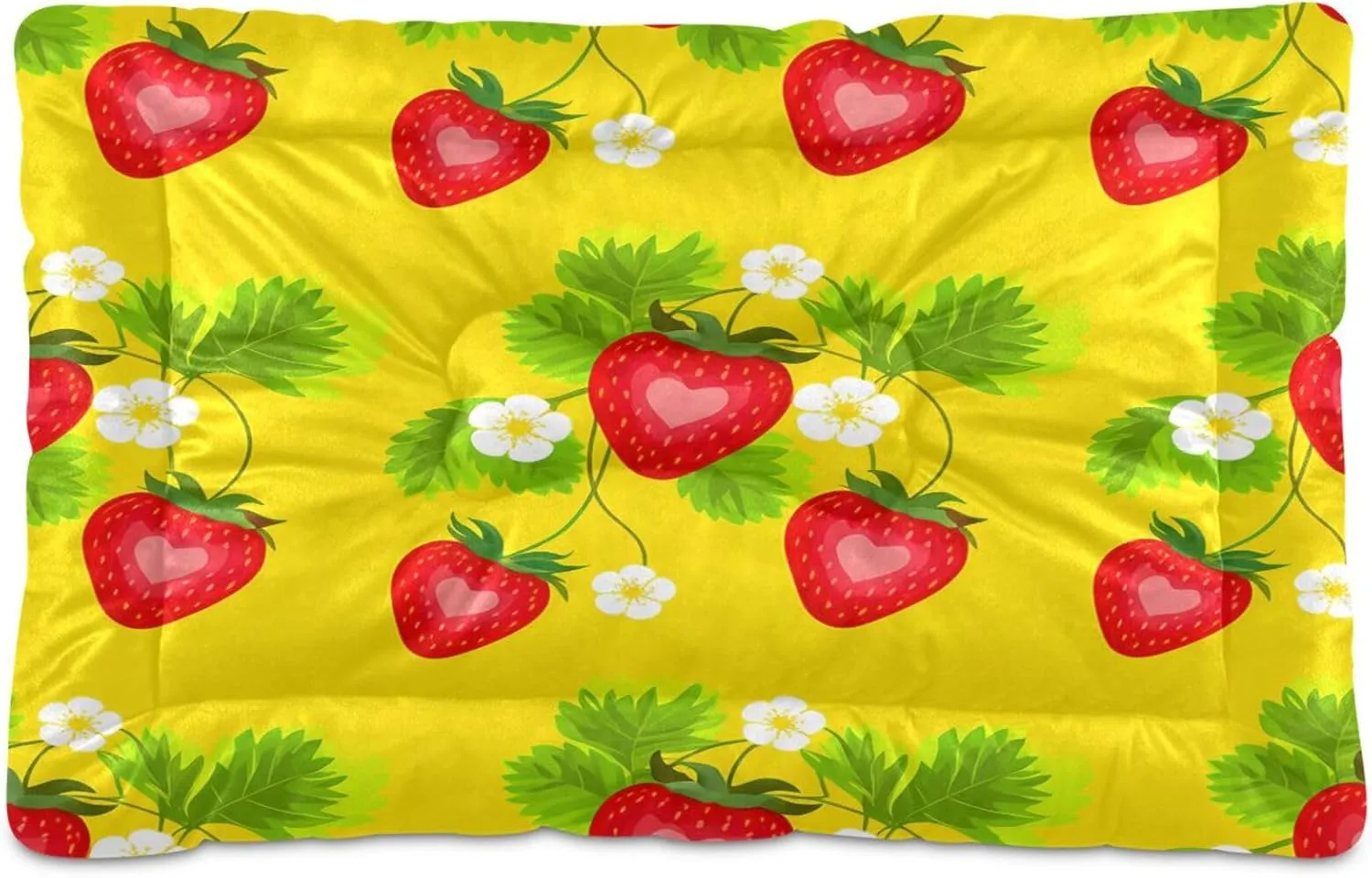 Strawberries with Dasies Outdoor Dog Bed for Small Dogs Washable Waterproof Travel Pet Bed Mat Portable Cat Bed with Non-Slip Bottom for Indoor and Sleeping 18 x 24 Inch