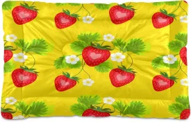 Strawberries with Dasies Outdoor Dog Bed for Small Dogs Washable Waterproof Travel Pet Bed Mat Portable Cat Bed with Non-Slip Bottom for Indoor and Sleeping 18 x 24 Inch
