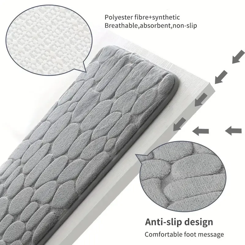 Super Water Absorbent Memory Foam Bath Mat Cobblestone Bathroom Rugs