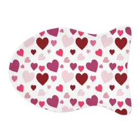 Vday Hearts Pattern White Pet Feeding Mat Fish Shape for Dogs & Cats