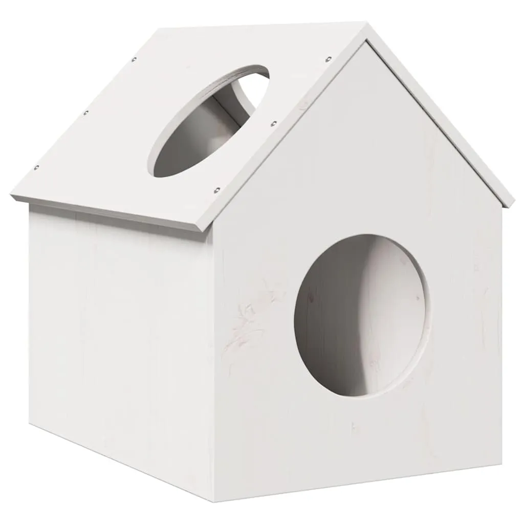 vidaXL Cat House White 41x50x50 cm Solid Wood Pine
