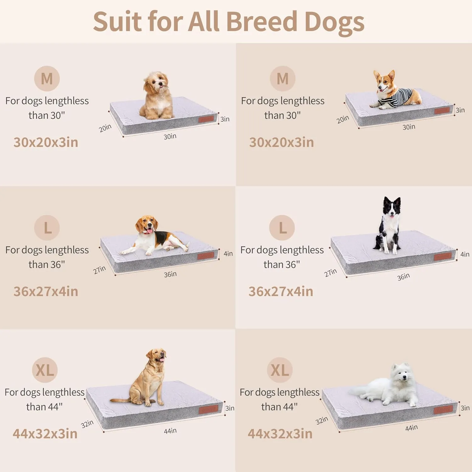 Waterproof Orthopedic Dog Bed with Egg Crate Foam, Machine Washable Cover and Anti-Slip Base for Large Dogs, Dark Gray 36x27 inch