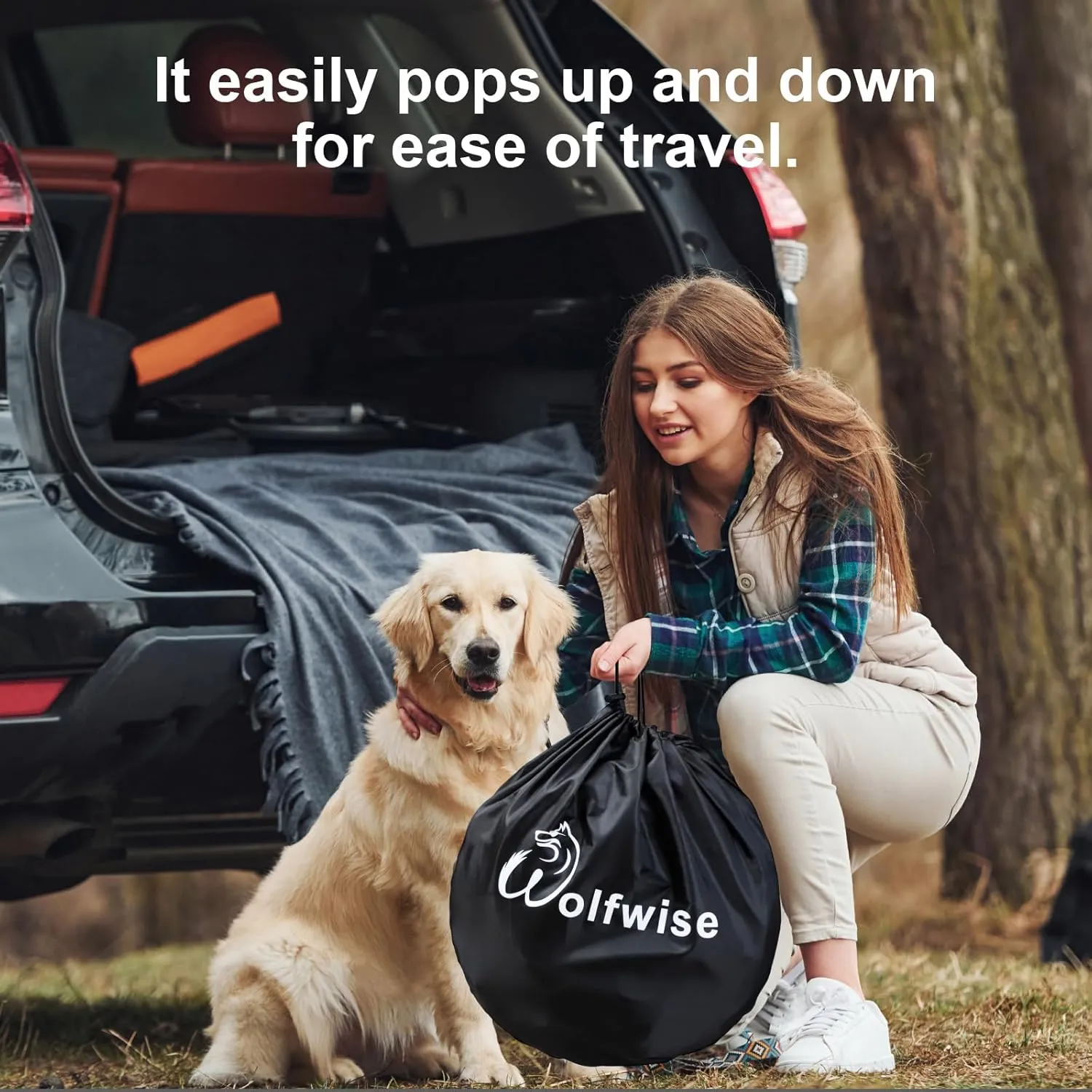 Wolfwise Pet Playpen, Pop Up Portable Dog Crate Indoor, 600D Oxford Portable Exercise Puppy Kennel, Soft Cat Tent Kitten Cage for Outdoor Camping Travel Use with Carrying Bag, Large,Green