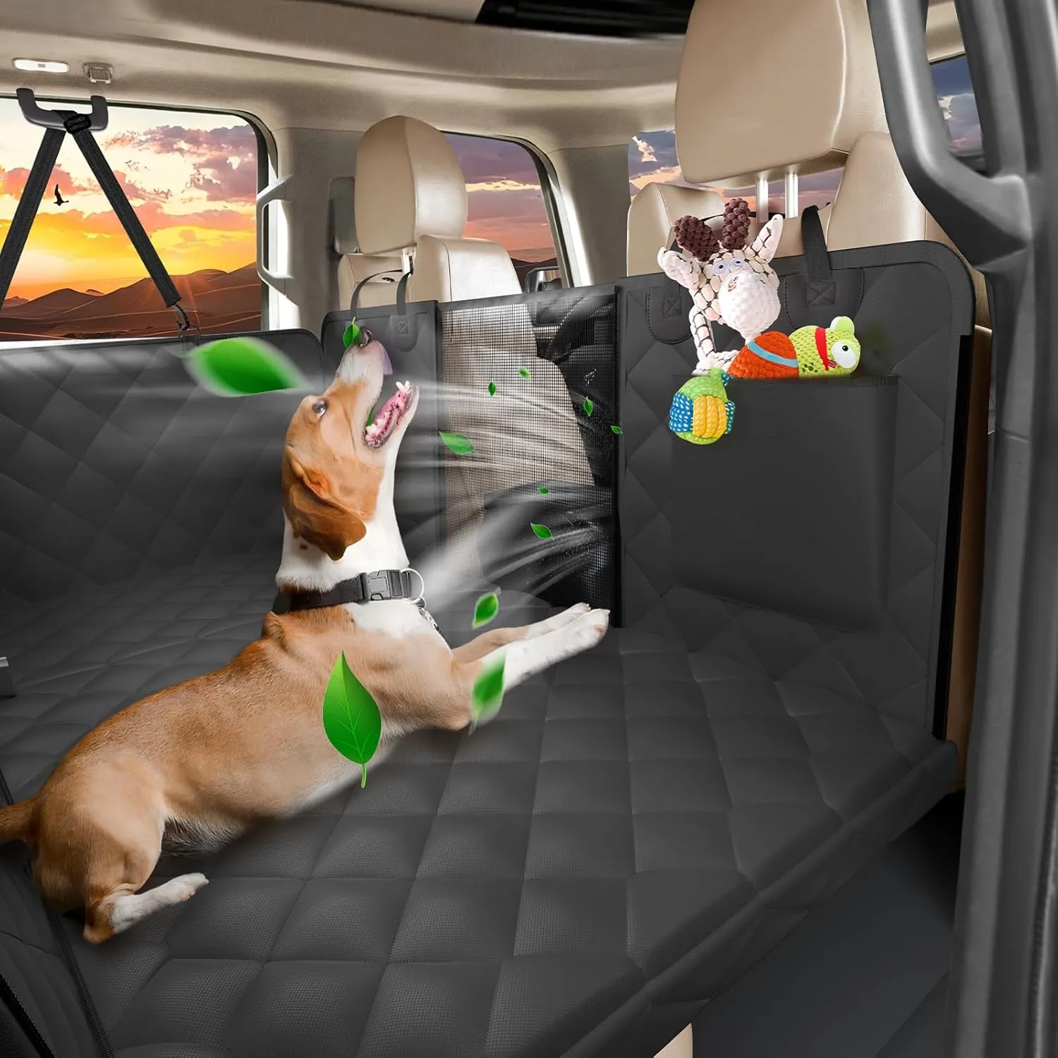 XL Truck Back Seat Extender for Dogs-Upgraded Egg Crate Foam, Hard Bottom Dog Seat Cover for Back Seat, Dog Hammock for Truck Crew Cab F150, RAM1500, Sierra, Tundra, Silverado, Titan