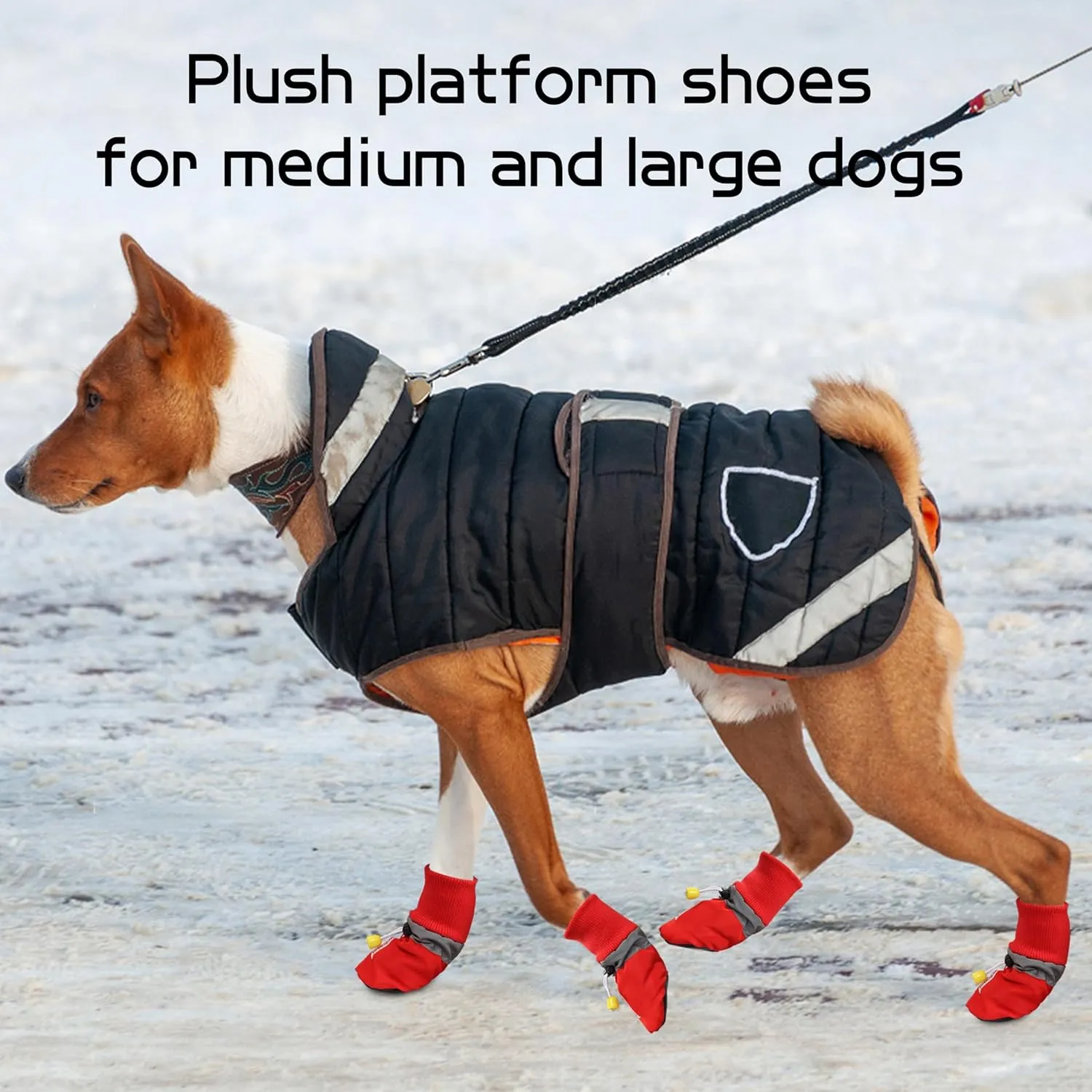 YAODHAOD Dog Snow Boots Breathable SocksDog Shoes Fleece Snow Booties for Medium to Large Dogswith Reflective Straps Anti-Slip SoleDog Boots & Paw Protectors for Indoor (Red, XX-Large)