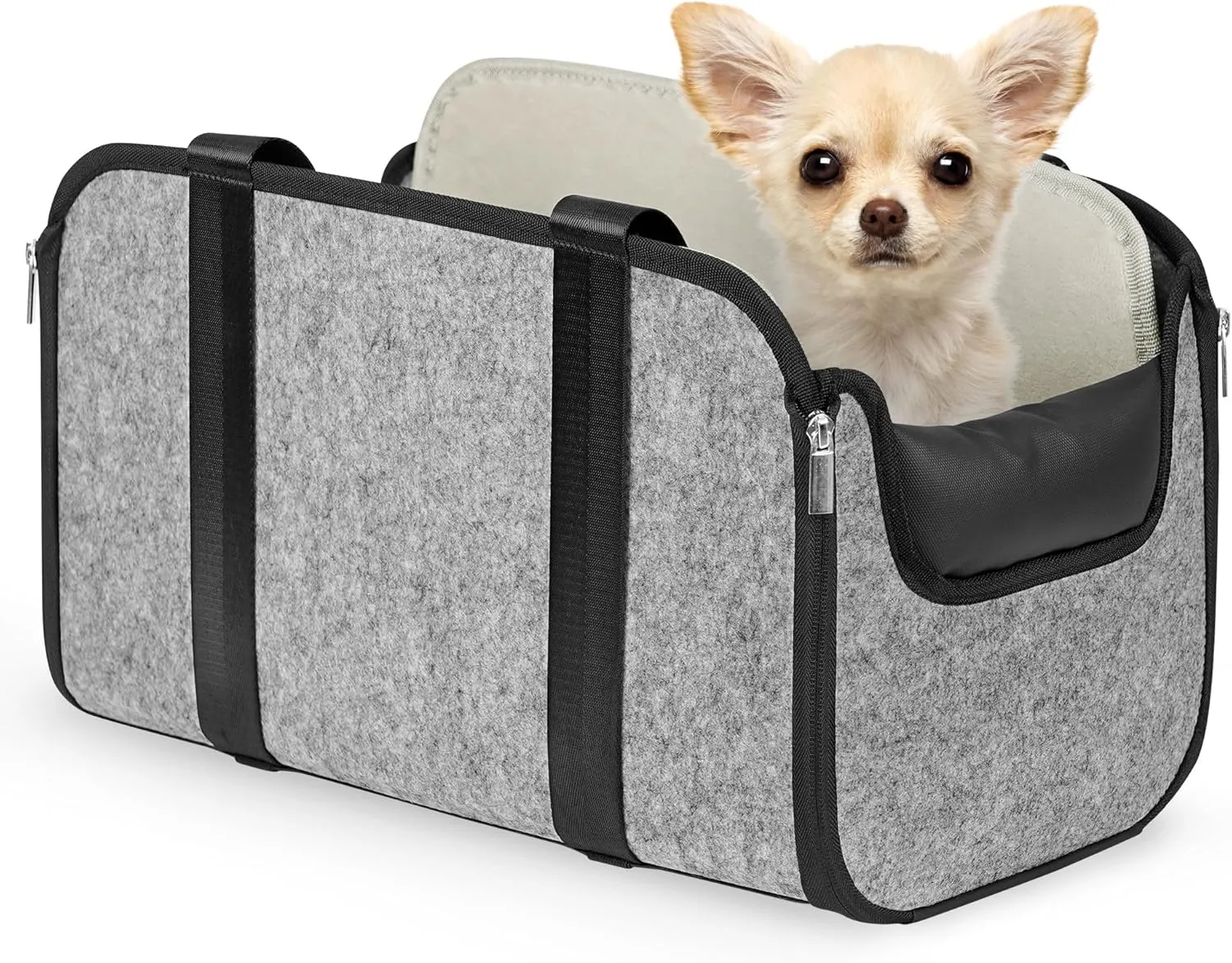 YUDODO 18 lbs Large Dog Car Seat Pet Center Console (Width >9in) Seat Puppy Cat Travel Portable Booster Anti-Slip Dog Car Bed Carseat Machine Washable Gray