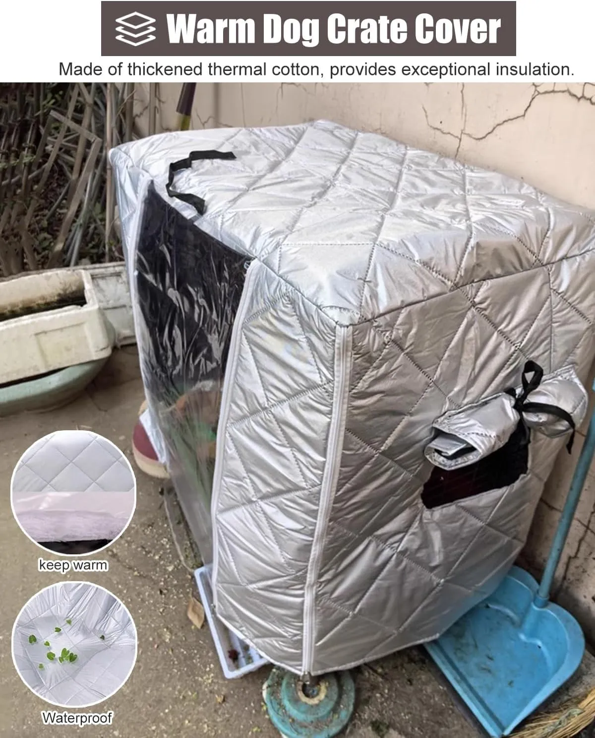 ZIMGOD 20 24 28 30 36 42 48 in Dog Cage Kennel Cover, Winter Outside Dog Crate Cover, Wind Proof Cat House Cover for Bird Rabbit, Insulation Pet Privacy Cover(78x54x70cm (30.7x21.3x27.5in))