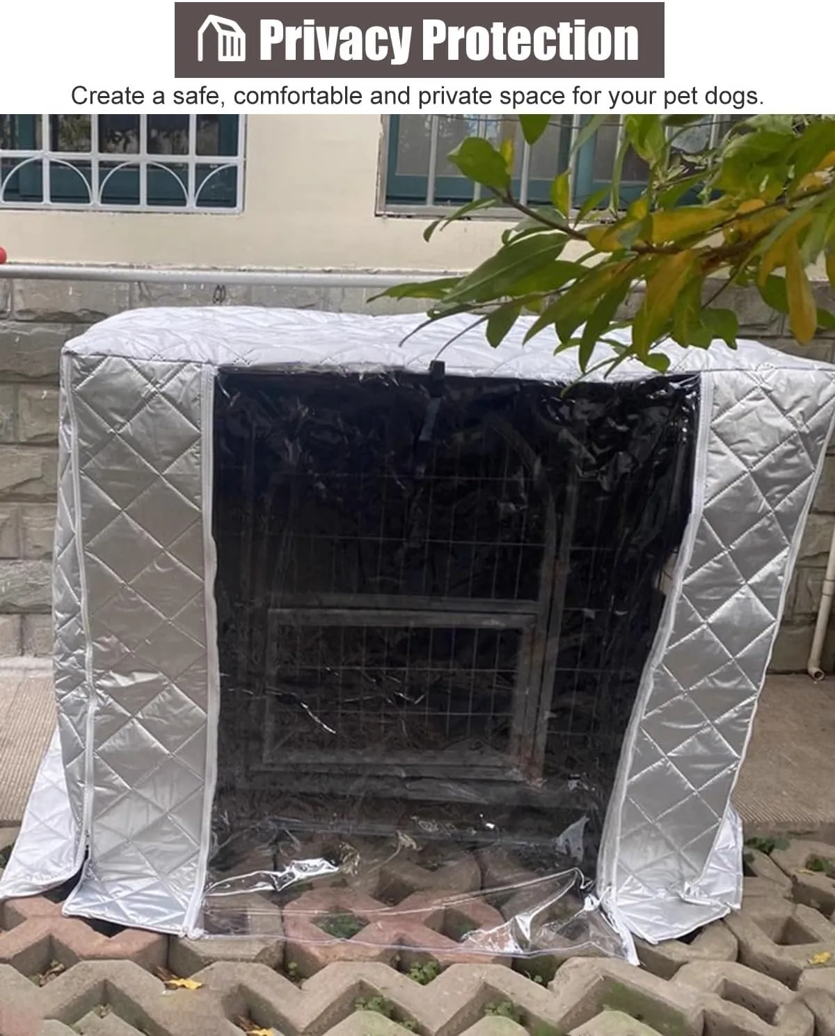 ZIMGOD 20 24 28 30 36 42 48 in Dog Cage Kennel Cover, Winter Outside Dog Crate Cover, Wind Proof Cat House Cover for Bird Rabbit, Insulation Pet Privacy Cover(78x54x70cm (30.7x21.3x27.5in))