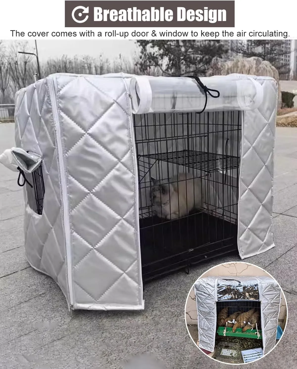 ZIMGOD 20 24 28 30 36 42 48 in Dog Cage Kennel Cover, Winter Outside Dog Crate Cover, Wind Proof Cat House Cover for Bird Rabbit, Insulation Pet Privacy Cover(78x54x70cm (30.7x21.3x27.5in))