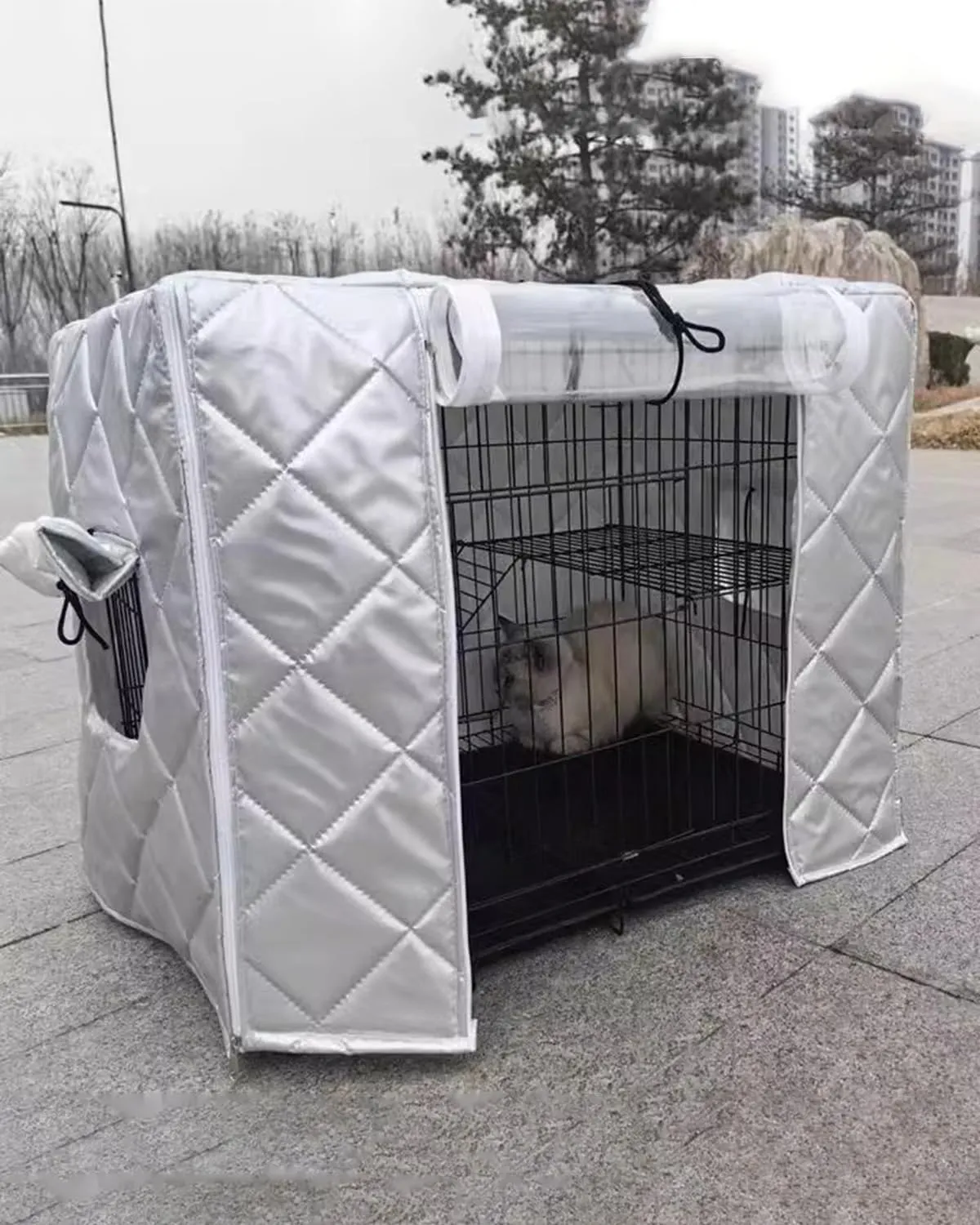 ZIMGOD 20 24 28 30 36 42 48 in Dog Cage Kennel Cover, Winter Outside Dog Crate Cover, Wind Proof Cat House Cover for Bird Rabbit, Insulation Pet Privacy Cover(78x54x70cm (30.7x21.3x27.5in))
